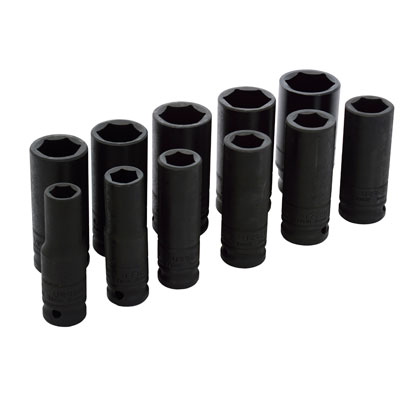 Urrea 73112 1/2in Drive 6 Point 11 Piece Impact Socket Set 1/2in - 1-1/8in with Socket Rail URR-73112