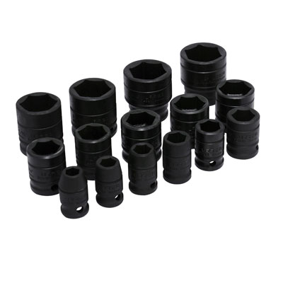 Urrea 74104 1/2in Drive 6 Point 15 Piece Impact Socket Set 3/8in - 1-1/4in with Socket Rail URR-74104