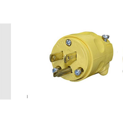 Voltec 12-00244YL Straight Male Blade Plug, 2-Pole 3-Wire Grounding, 15 Amp, Yellow FXW-1200244YL