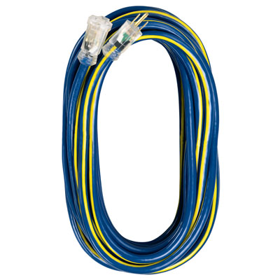 Voltec 05-00349 100 ft 12/3 SJTW Blue/Yellow U-Ground Kwik Kustom Extension Cord FXW-0500349