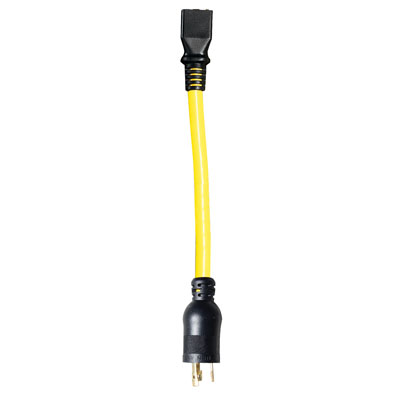 Voltec 04-0092N 1 ft. 12/3 STW Yellow Connector NEMA L5-20P, 5-15R FXW-040092N
