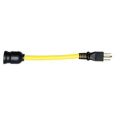 Voltec 04-0093N 1 ft. 12/3 STW Yellow Connector NEMA 5-15P, L5-20R FXW-040093N
