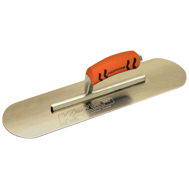 Kraft CF276PF 12in. x 3-1/2in. Golden Stainless Steel Pool Trowel w/ProForm Handle - 4-3/8in. Shank CF276PF