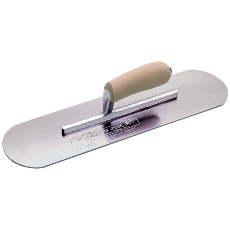 Kraft CF326 12in. x 3-1/2in. Swedish Stainless Steel Pool Trowel w/Camel Back Wood Handle - 4-3/8in. Shank CF326