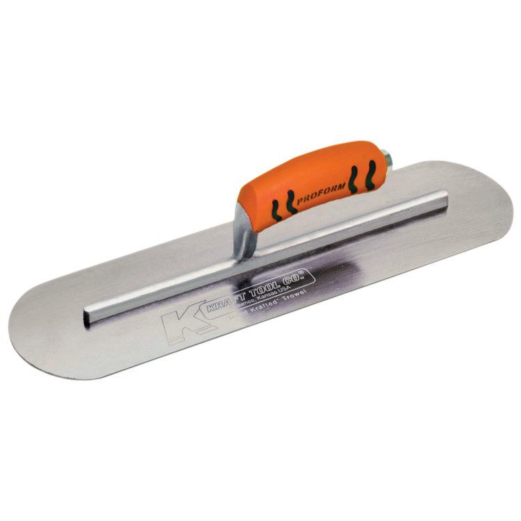 Kraft CF446PF 14in. x 4in. Carbon Steel Pool Trowel w/ProForm Handle - 11-5/8in. Shank CF446PF