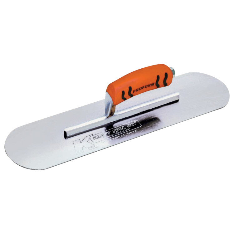 Kraft CF493PF 14in. x 4in. Chrome No Burn Pool Trowel w/ProForm Handle - 6in. Shank CF493PF