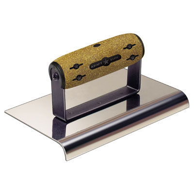 Kraft CFE173K 6in.x4in. 3/8in. Radius Elite Series Five Star Stainless Steel Cement Edger with Cork Handle CFE173K