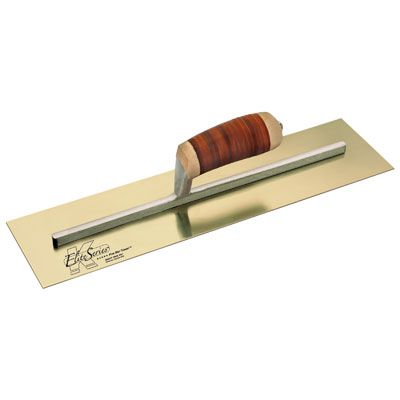 Kraft CFE532L 16in.x3in. Elite Series Five Star Golden Stainless Steel Cement Trowel with Leather Handle CFE532L