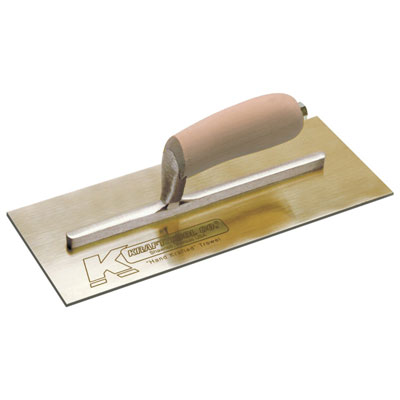 Kraft PL461 13in. x 5in. Golden Stainless Steel Plaster Trowel w/Camel Back Wood Handle PL461