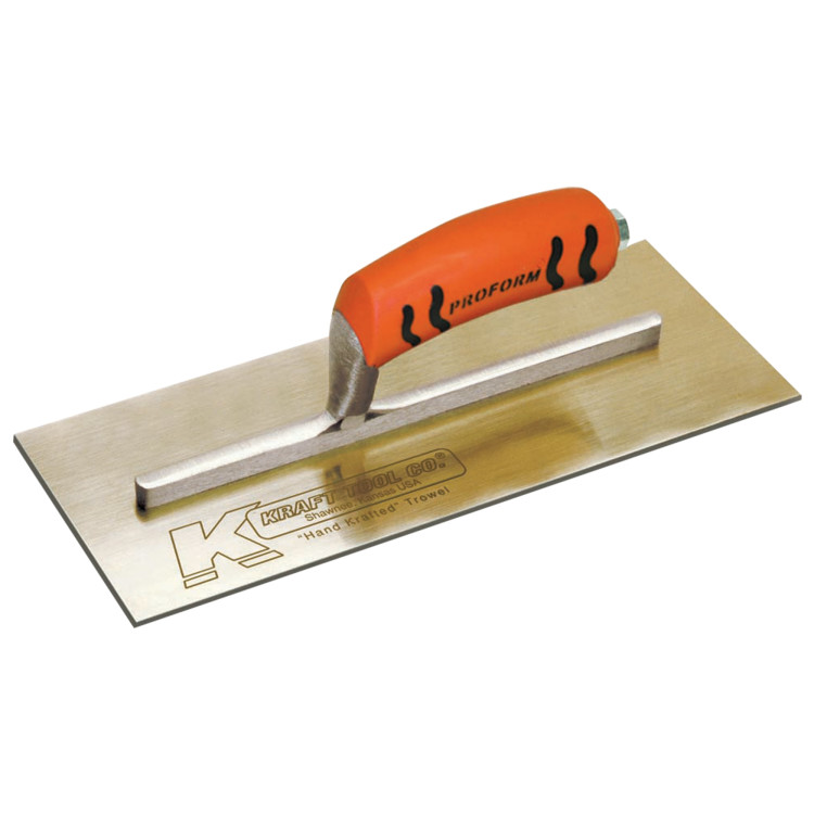 Kraft - PL460PF - 13in x 5in Golden Stainless Steel Plaster Trowel with ProForm Handle PL460PF