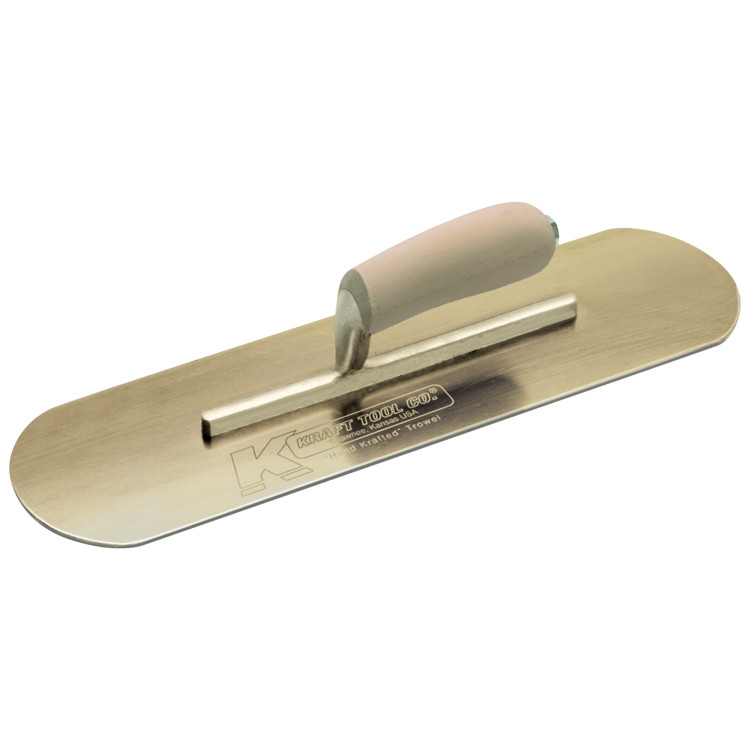 Kraft - CF274 - 10in x 3in Golden Stainless Steel Pool Trowel w/Camel Back Wood Handle CF274