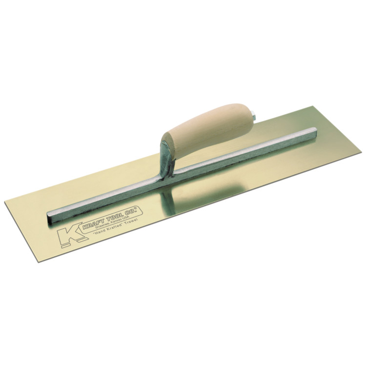 Kraft CF548 18in. x 5in. Golden Stainless Steel Cement Trowel w/Camel Back Wood Handle KRA-CF548