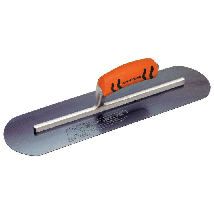 Kraft CF470PF 12in. x 3in. Blue Steel Round End Burn Trowel w/ProForm Handle CF470PF