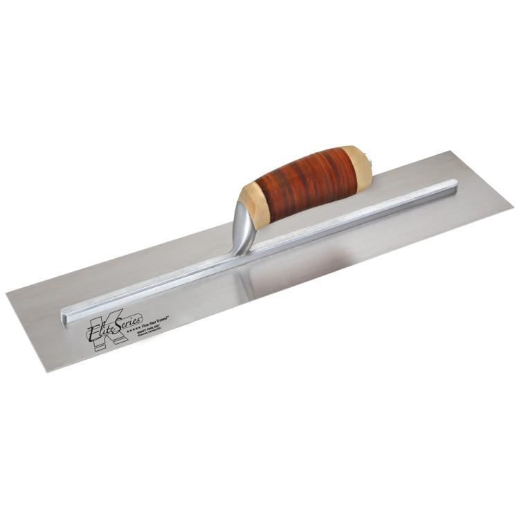 Kraft CFE546L 18in. x 5in. Elite Series Five Star Carbon Steel Concrete Finish Trowel w/Leather Handle CFE546L