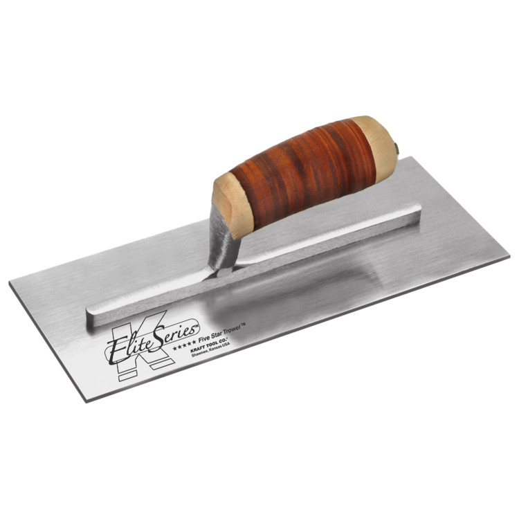 Kraft PLE425L 10-1/2in. x 4-1/2in. Elite Series Five Star Carbon Steel Plaster Trowel w/Leather Handle PLE425L