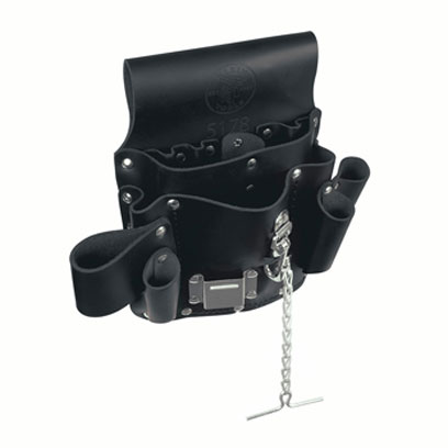 Klein - Tool Pouch, Leather, 8-Pockets, Thong, Snap, Tunnel Loop 5178