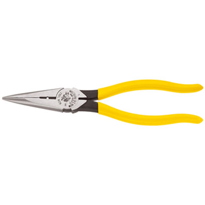 Klein Tools 8 in. Journeyman Heavy Duty Long Nose Side Cutting Pliers with Hole